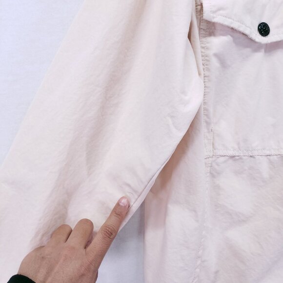 Stone Island Cream Dyed Zip Up Collar Shirt Jacket With Chest Pockets Size XL - Picture 12 of 16